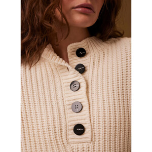 Mint Velvet Cream Button Detail Jumper